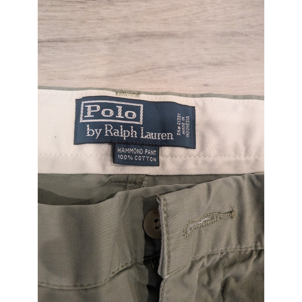 Vintage Polo Ralph Lauren Men's Hammond Pants Fit 36x32 Pleated Cuffed Olive - Picture 2 of 12